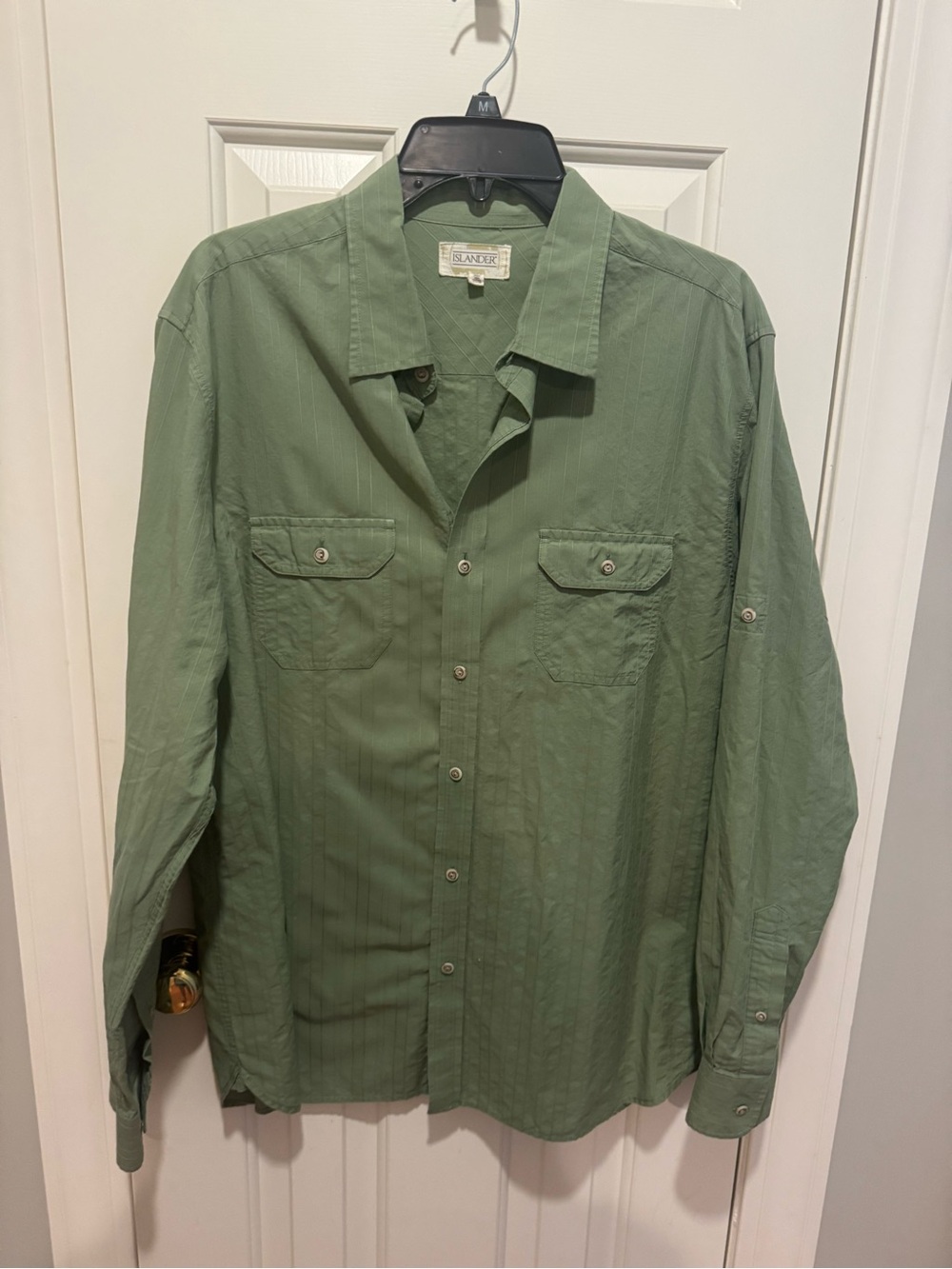 Islander Olive Green Men's Button-Down Shirt